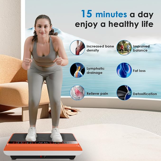 Vibration Plate Exercise Machine - Whole Body Workout Vibration Platform Lymphatic Drainage Machine for Weight Loss Home Fitness with Resistance Bands Remote