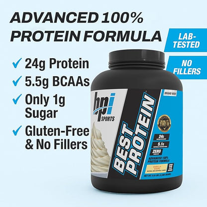 BPI Sports Best Protein ??100% Whey Protein Powder ??Muscle Growth, Recovery, Meal Replacement ??No Fillers, Gluten-Free ??Best Protein Powder for Men & Women | Vanilla Swirl ??5 Pounds