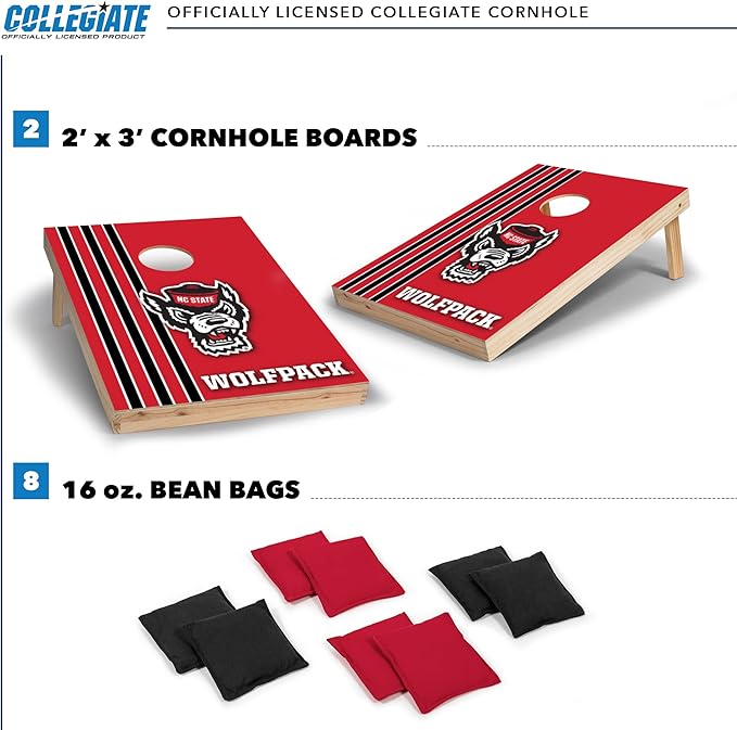 2' x 3' Solid Wood Cornhole Set with Direct Print HD Team Graphics – Great Gift for Any NCAA Fan! Bean Bag Toss Family Outdoor Games