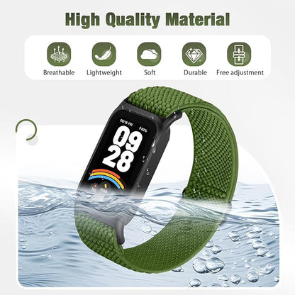 2 Pack Elastic Bands Compatible with Xiaomi Smart Band 9 Active Women Men, Soft Nylon Replacement Sport Wriststrap for Redmi Band 3
