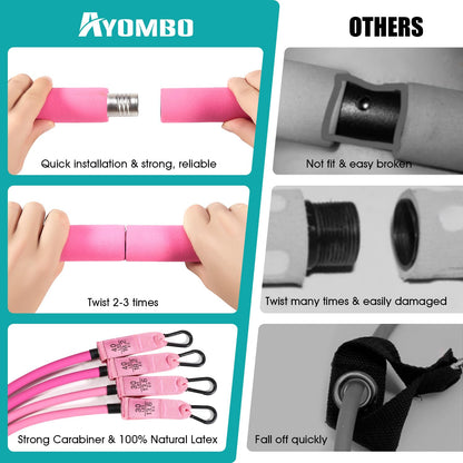 Ayombo Pilates Bar Kit with Resistance Bands, Adjustable Pilates Equipment for Legs, Hip, Waist