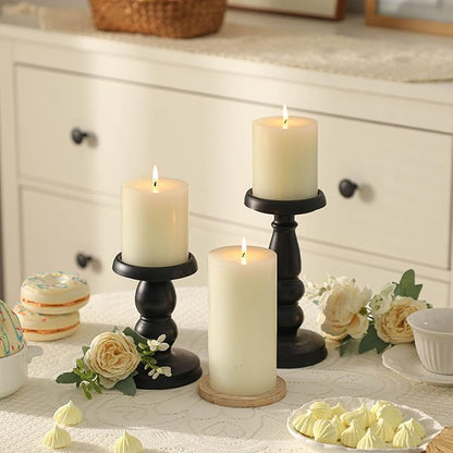 3x4 Inch White Pillar Candles Set of 3 - Decorative Unscented Pillar Candle, Long Burning Dripless Candles for Table Decor, Smokeless Large Pillar Candle for Wedding, Dinner, Rustic Home Decor