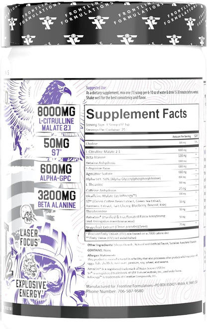 Gauntlet Pre-Workout Powder, Explosive Workouts, Laser Focus, Mid Stim, Amazing Flavor, Veteran Owned and Operated (25 Servings, Grape Watermelon)