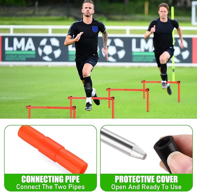 TOBWOLF 6PCS 6FT Adjustable Soccer Agility Training Poles, Detachable Sports Training Speed Sticks, Slalom Training Agility Pole Set, Outdoor Speed & Agility Turf Training Poles for Soccer Drills