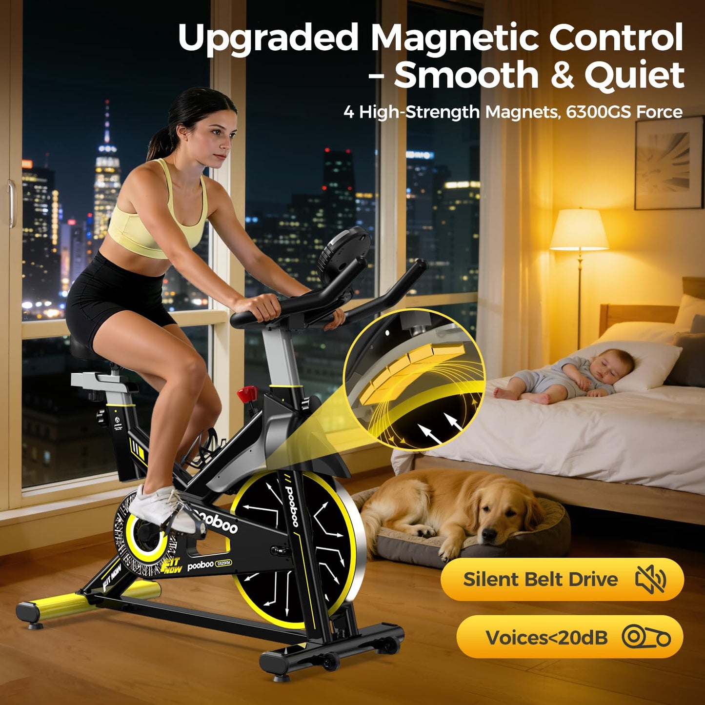 Exercise Bike,Stationary Bike for Home,Magnetic Indoor Cycling Bike