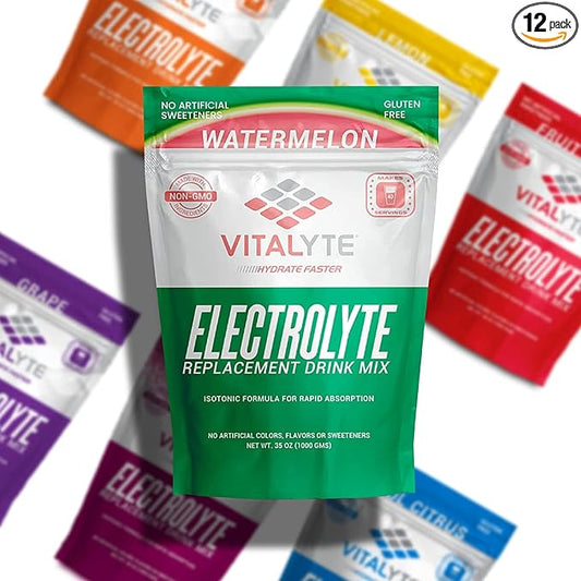 Vitalyte Electrolyte Powder Drink Mix, Isotonic Electrolyte Hydration Mix, Bulk Case Pack (12 Pack