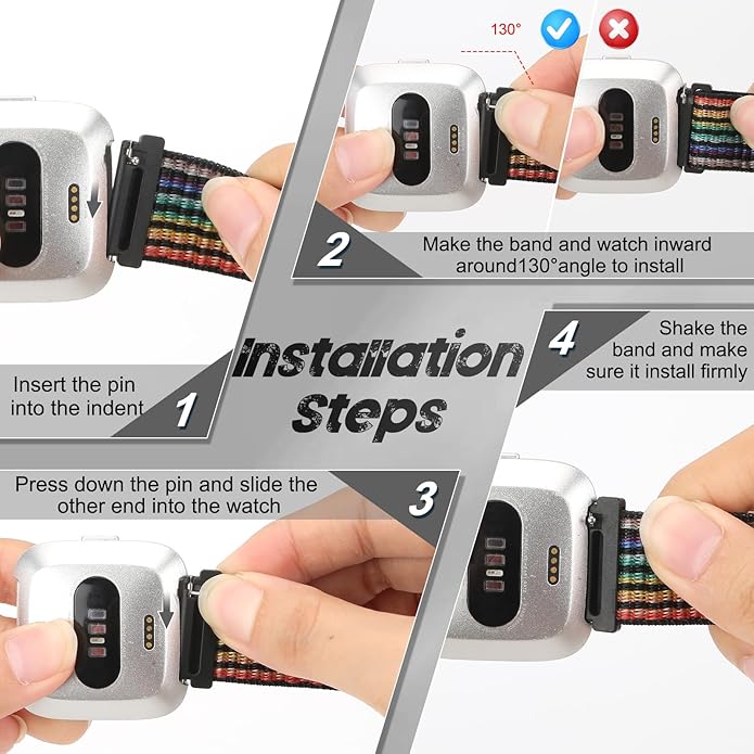 Tiptops 3 Pack Bands Compatible with Fitbit Versa 2/Fitbit Versa/Versa Lite/Versa SE for Women Men, Soft Nylon Sports Loop Replacement Wristband for Fitbit Versa 2 Straps