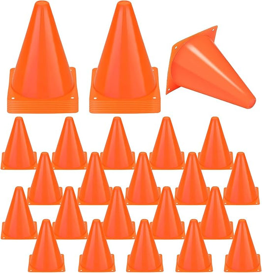 40 Pack Plastic Traffic Cone 7 Inch Small Orange Cones for Sports Soccer Cones Bike Obstacle Training Cone Agility Cones for Sports Skating Indoor Outdoor Activity Party Decorations