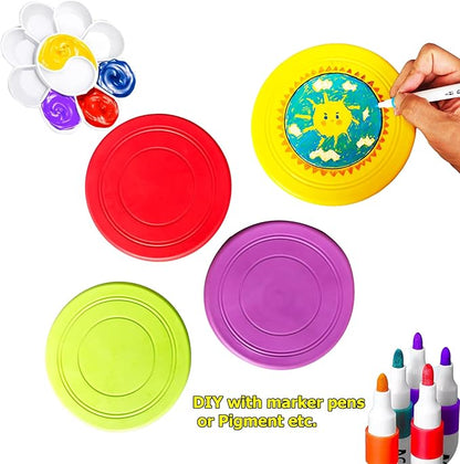 7'' Kids Outdoor Game Flying Discs 12 Pack Party Favors School Teaching Early Education Sports Safe Soft for Toddler Kindergarten Children Colorful DIY Drawing Plate