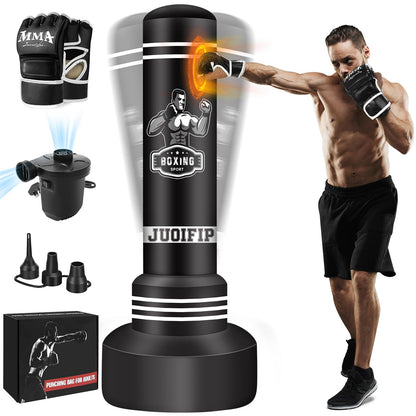 Standing Punching Bag for Adults, 70'' Boxing Bag with Gloves and Pump