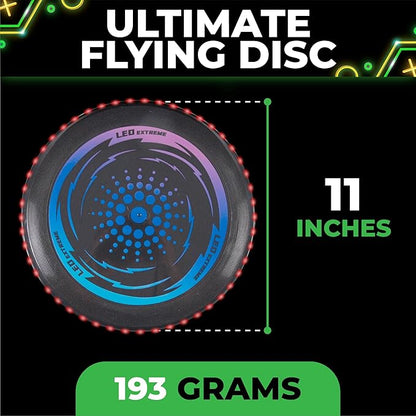 Toysery LED Light Up Fresbee - Glow in The Dark Fresbee for Kids and Adults, Flying Disc Adventure for Day and Night - Easy to Use Ideal for Camping Game