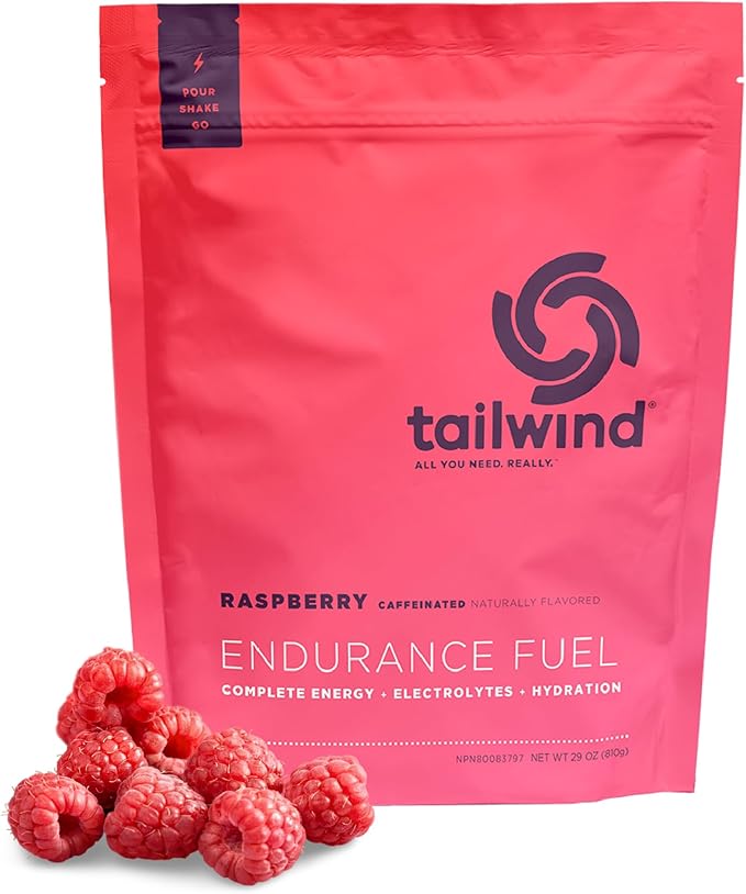 Tailwind Nutrition Endurance Fuel, Carbohydrate & Electrolyte Sports Drink Mix Powder, Gluten-Free, Vegan, Raspberry Buzz, 30 Servings (Caffeinated)