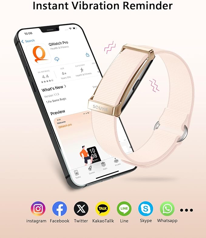 Smart Bracelet for Women, Wearable Health Activity Fitness Trackers, 24/7 Continuous Heart Rate/Blood Pressure/HRV/Stress Monitor, 24H Sleep Tracker, 170+ Sports Modes Smart Band with Free APP 2 Bands