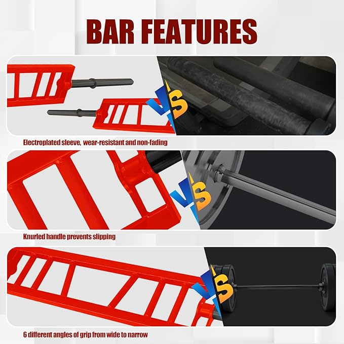 Multi Grip Barbell Swiss Bar | Cambered Barbell Multi Grip Olympic Barbell, Fits 2-inch Olympic Weight Plates, For Home Gym & Support Pressing, Lifting & Curls