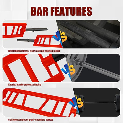 Multi Grip Barbell Swiss Bar | Cambered Barbell Multi Grip Olympic Barbell, Fits 2-inch Olympic Weight Plates, For Home Gym & Support Pressing, Lifting & Curls