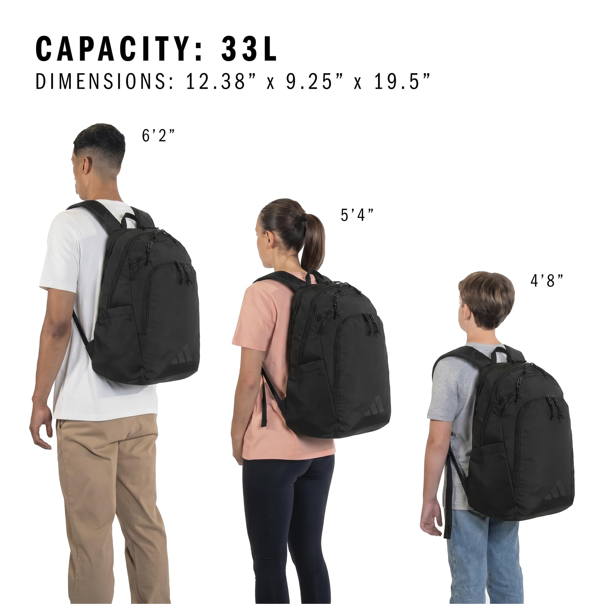 adidas Defender 5 Backpack for Sports, Gym, School and Travel, 33L, Black/Black, OSFA