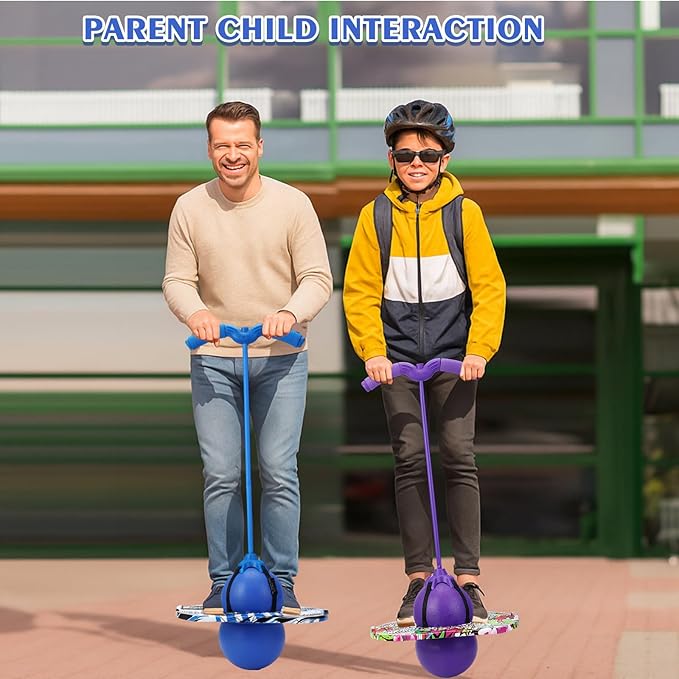 Layhit 2 Pcs Pogo Jumper with Handle for Kids Pump Pogo Ball Stick Jumper Balance Bounce Ball with Pump and Strong Grip for Adults Teen Indoor Outdoor