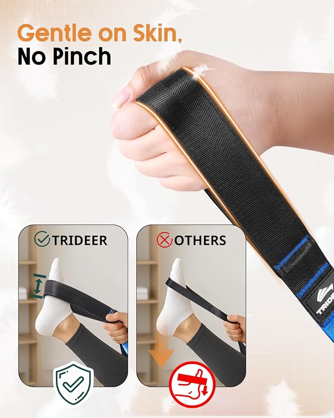 Trideer Stretch Straps with Loops, Non-Elastic Yoga Straps for Stretching, Durable Nylon Stretch Bands for Exercise Physical Therapy Flexibility, Yoga,Hamstring Leg Stretcher with Guidance