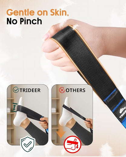 Trideer Stretch Straps with Loops, Non-Elastic Yoga Straps for Stretching, Durable Nylon Stretch Bands for Exercise Physical Therapy Flexibility, Yoga,Hamstring Leg Stretcher with Guidance