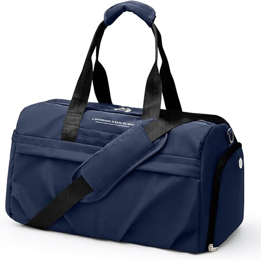 Small Gym Bag for Men Duffle Bag with Shoe Compartment Yoga Mat Bag Sports Workout Bag Weekend Overnight Bag, Dark Blue