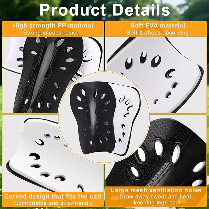 2 Pairs Shin Guards Soccer for Kids,Shin Pads Extra Lightweight Breathable Slide in Shin Guard for Football Training Match Outdoor Activities Protective Slip-in Shin Guards for Boys Girls