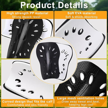 2 Pairs Shin Guards Soccer for Kids,Shin Pads Extra Lightweight Breathable Slide in Shin Guard for Football Training Match Outdoor Activities Protective Slip-in Shin Guards for Boys Girls