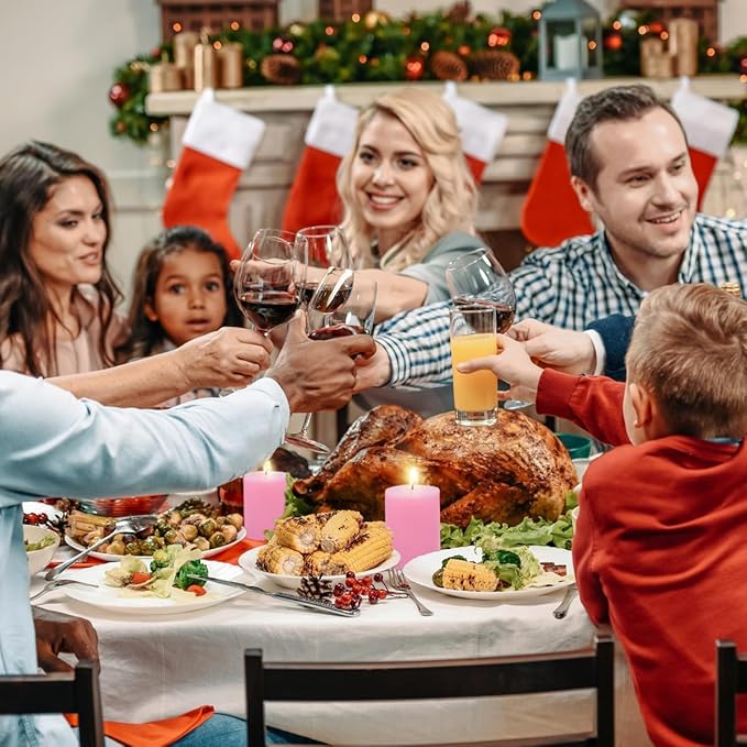 3 Packs Different Size 3x4, 3x6, 3x8 Inch Pink Pillar Candles, Unscented Non-Toxic Dripless Cylinder Pastel Color Candles for Wedding, Home Decor, Dinner Table, Party, Power Outage, Emergency