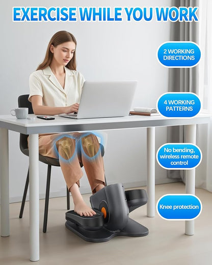 Under Desk Elliptical Machine, Electric Ellipse Leg Exerciser as Seen on Tv for Seniors with 12 Adjustable, Portable Quiet Elliptical Machine, Seated Pedal Exerciser with Remote Control