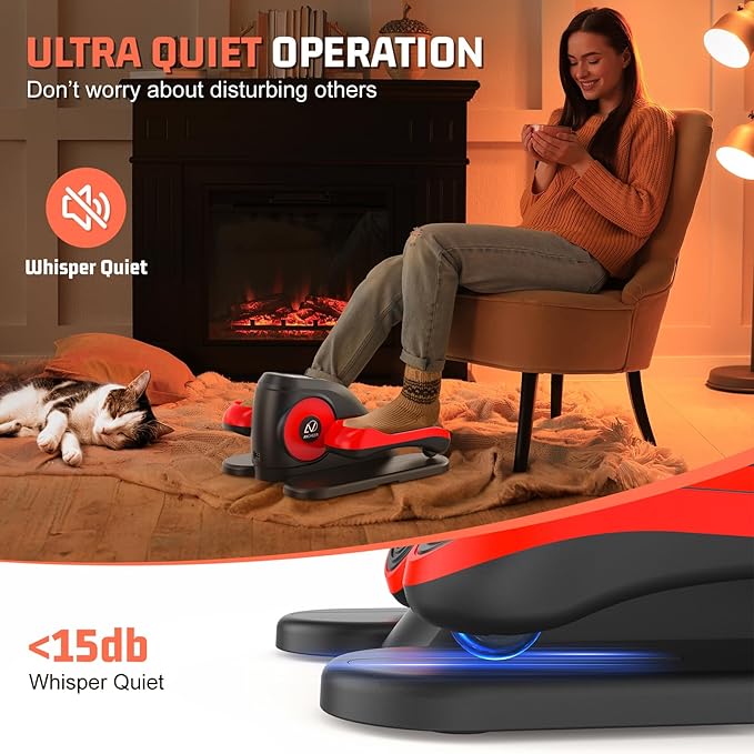 ANCHEER Under Desk Elliptical, Electric Ellipse Leg Exerciser with 12 Adjustable Resistance & Speeds, P1-P12 Modes, Quiet Seated Pedal Exerciser with Remote Control, 100% Pre-assembled for Home Office