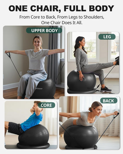 Trideer Exercise Ball Chair with Bands, Stability Ball for Office & Fitness