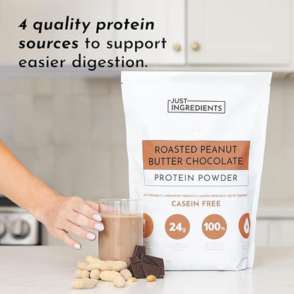 Roasted Peanut Butter Chocolate Protein Powder ??30-Serving Blend with 100% Grass-Fed Whey & Organic Plant Proteins ??Rich Cocoa & Roasted Peanut Flavor ??Supports Muscle Recovery & Energy*