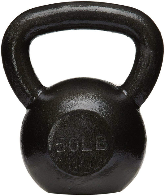 Amazon Basics Cast Iron Kettlebell for Strength Training, Textured Wide Handle, 50 Pounds, Black