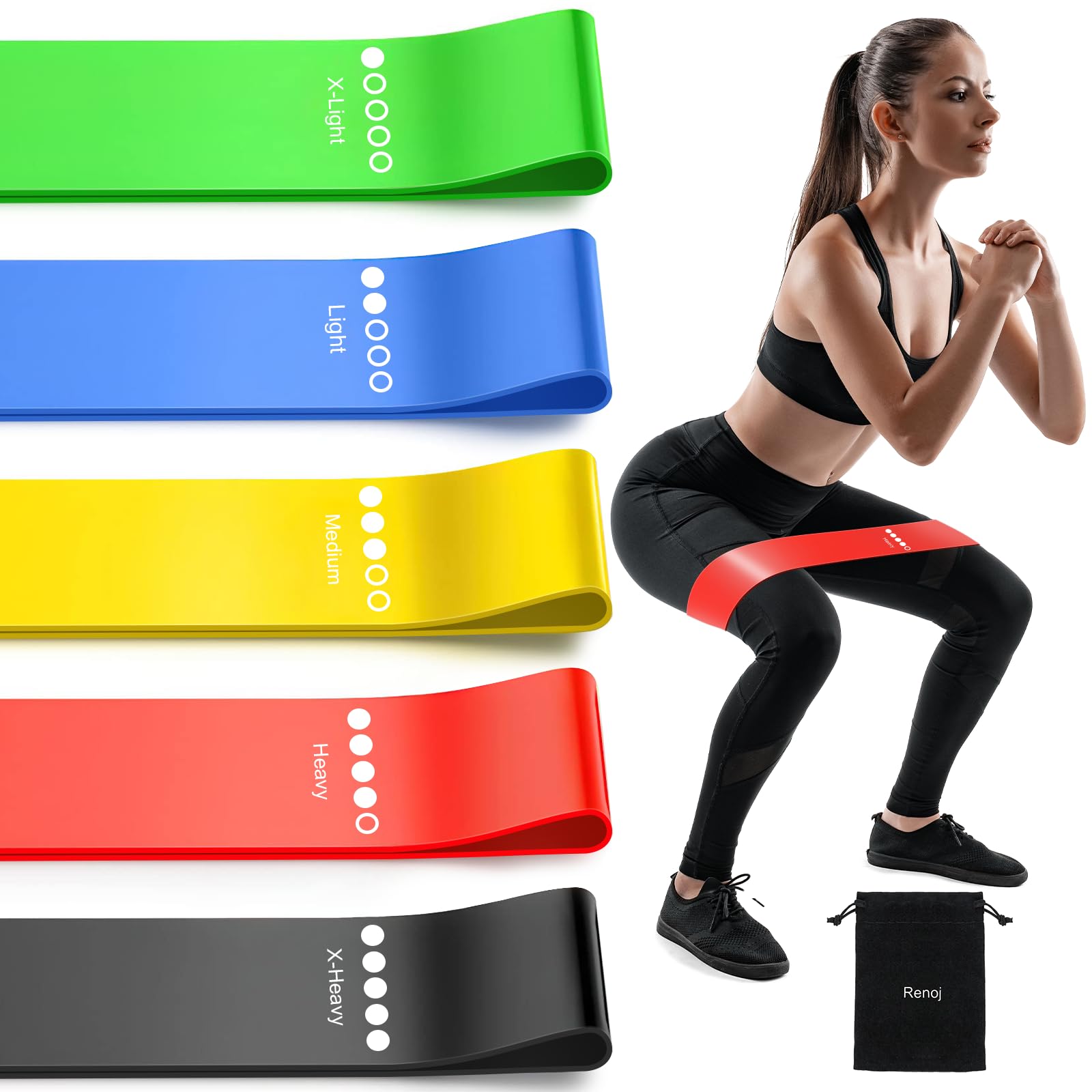 Resistance Bands for Working Out, 5-Pack Elastic Exercise Bands for Strength Training, Stretching