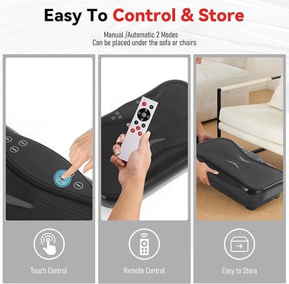 Whole Body Vibration Plate Exercise Machine ??Power Vibrating Plate for Lymphatic Drainage Weight Loss, Shake Plate Exercise Platform with Touch Screen & Resistance Bands, Equipment for Women Men