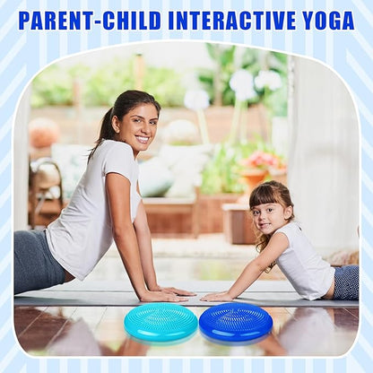 2 Pcs Wiggle Seat Inflated Wobble Cushion Flexible Balance Disc with Air Pump for Core Stability Strengthening Improving Posture Physical Exercise