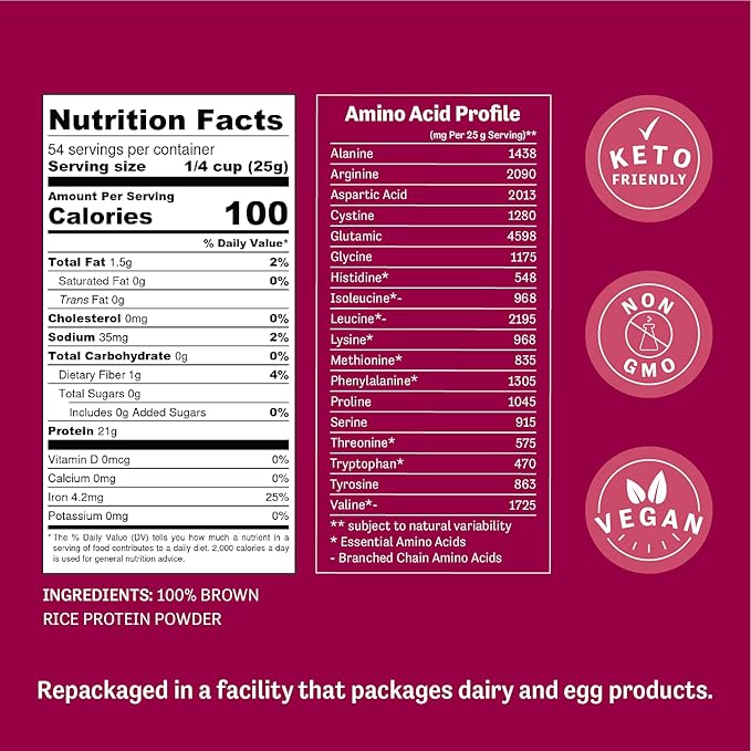 Judee's Brown Rice Protein Powder, (80% Protein) 3 lb - Non-GMO & Sprouted - Keto-Friendly, Dairy, Gluten & Soy-Free Plant-Based Protein