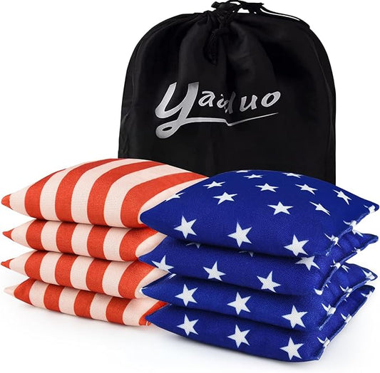 Set of 8 Regulation Cornhole Bags Double Sided, Weather Resistant Bean Bags for Cornhole Toss Game