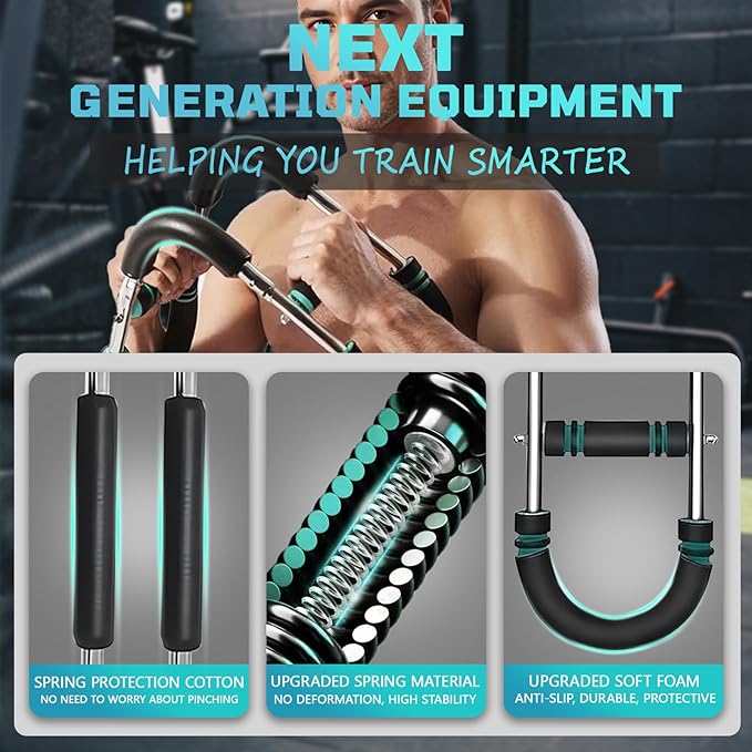 Twister Arm Trainer, 30-110lb Adjustable Chest Workout Equipment, Multi-Muscle Group Training, Portable Power Twister Bar, Detachable Design, Unisex and Suitable for Home and Gym Use