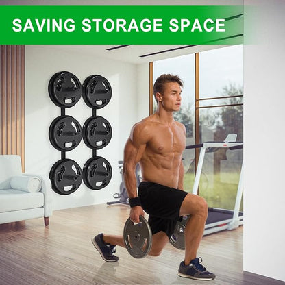 "Kipika Weight Plate Storage Rack - Wall Mounted Weight Plate Holder with Durable Steel Construction Organizer for Olympic Plates, 1000lb Capacity, Space-Saving for Home Gym"