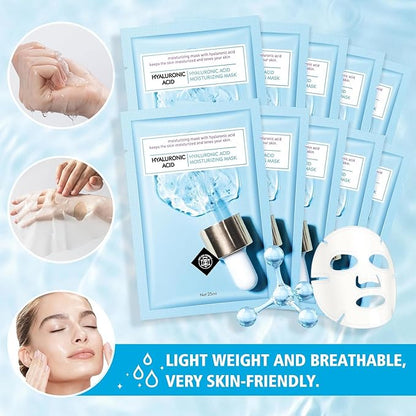 Face Sheet Mask Skincare for Women, Hyaluronic Acid Face Masks Sheets Skincare, Hydrating Sheets Facial Mask Moisturizing Face Mask for Women Skin Care, Facial Sheet Masks15 Packs