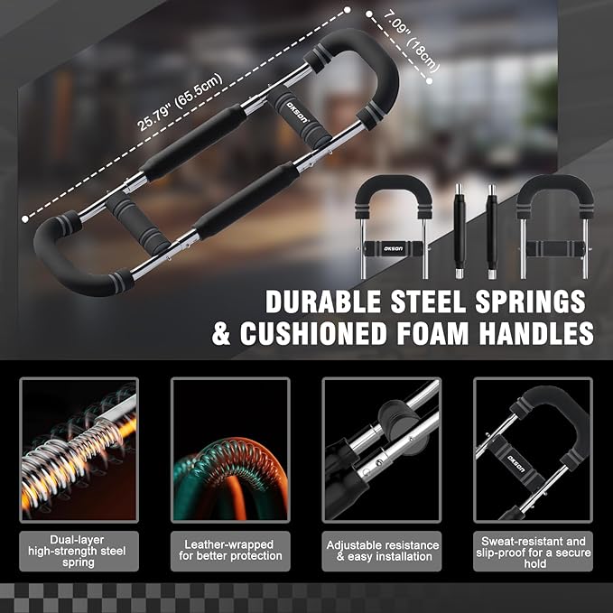 Twister Arm Trainer, Adjustable Chest Workout Equipment, Multi-functional Chest Exerciser for Men and Women, Portable Arm Trainer with 2 Wrist Bands, a Head Band, a Workout Towel and a Carry Bag