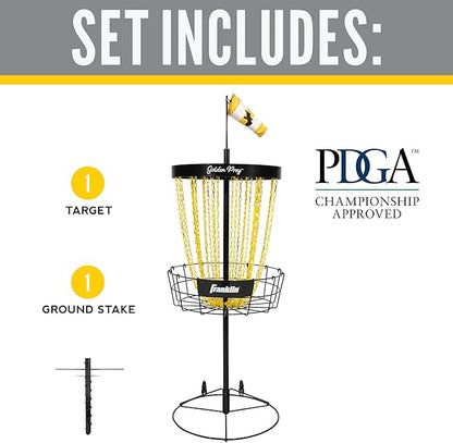 Franklin Sports Disc Golf Baskets - Portable Disc Golf Target with Chains Included - Disc Golf Basket Stand Equipment for Hole + Course Creation