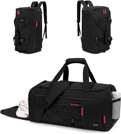 CLUCI Gym Bag for Men & Women, 35L Sports Duffle Bag for Travel,4 in 1 Weekender Bag,Overnight Backpack with Shoe Compartment,Carry on Duffel Bag for Airplane