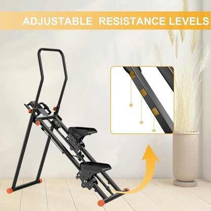 Stair Stepper for Home Gym, Folding Cardio Exercise Climber with Adjustable Resistance and Pedals, Vertical Climber Machine for Full Body Workout with Extended Step Range