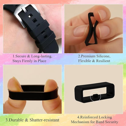 15-Pack Silicone Fastener Rings Holder, Secure Loop Clip for Watch Strap Compatible with Magic Band+ MagicBand 2.0 and All Magic Bands, Multi-Color Anti-Slip Security Accessories for Magic Band Protectors