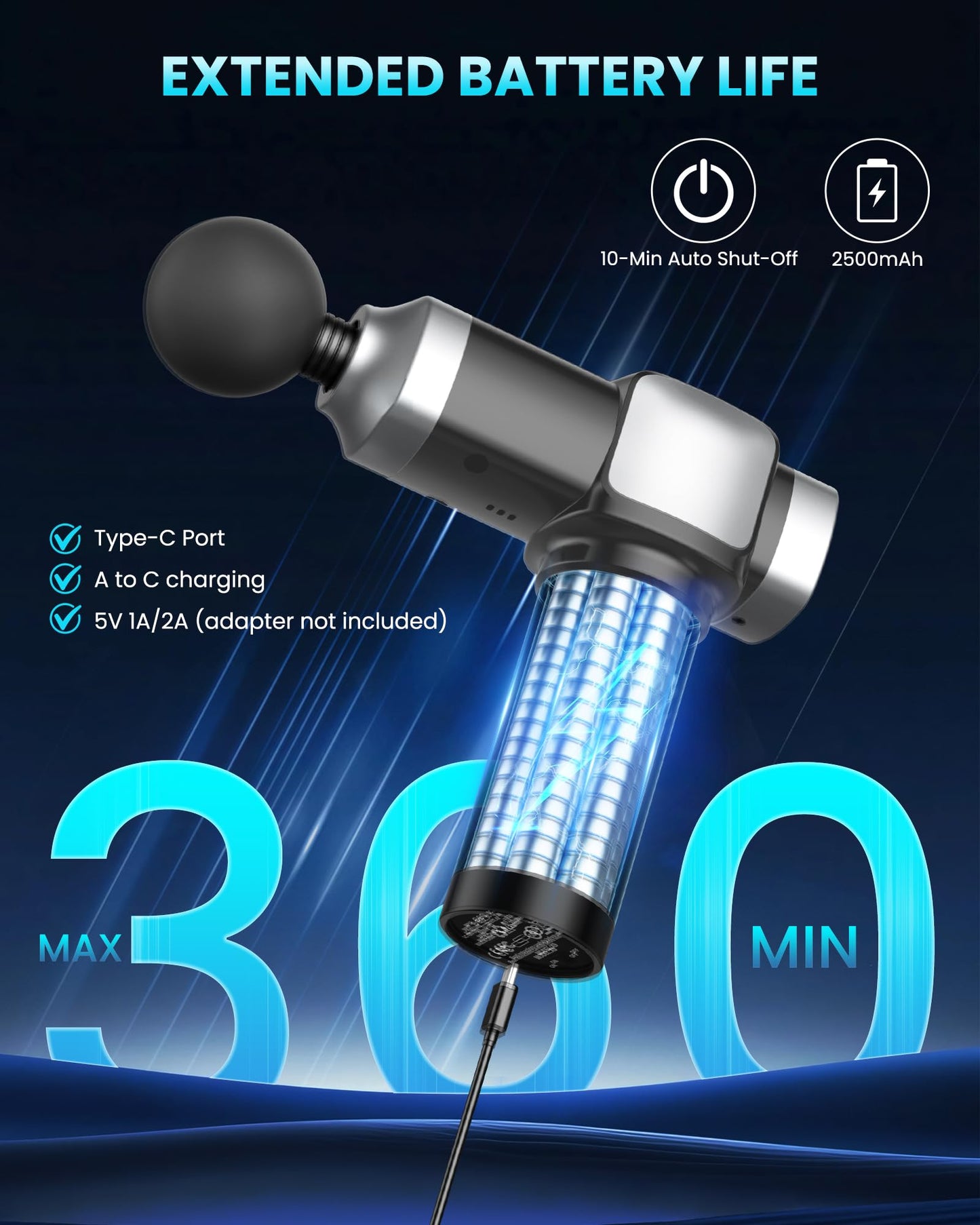 Massage Gun Deep Tissue, Handheld Percussion Muscle Massager for Back