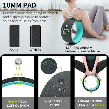 Yoga Wheel for Back Pain Relief, Back Roller Wheel with Extra Cushion