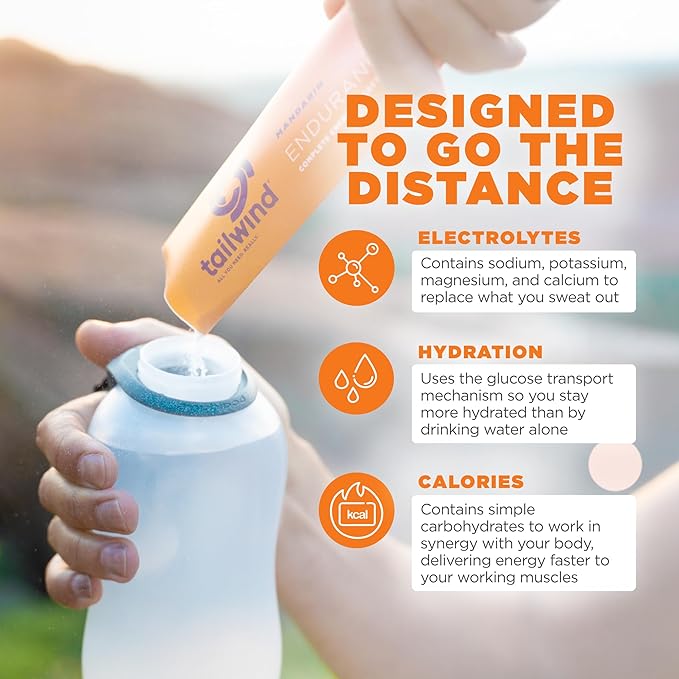 Tailwind Nutrition Endurance Fuel, Carbohydrate & Electrolyte Sports Drink Mix Powder, Gluten-Free, Vegan, Mandarin Orange, 30 Servings