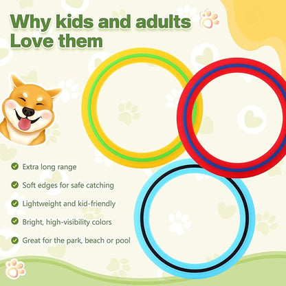 Soulchen 6 Pack Silicone Flying Ring 11 Inch Flying Disc Bulk for Backyard Pool Outdoor Soft Sports Family Camping Activities Sports Tossing Game Gifts (Blue, Yellow and Red)