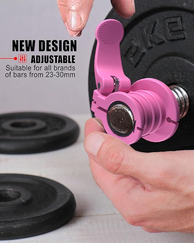 Barbell Clips 1 Inch Quick Release Weight Clamps 0.9-1.18inch Multi-Size Adjustable Olympic Clamps for Bars